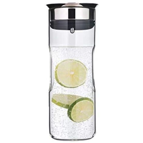 WMF Motion - Jarra de agua 0,8 l, altura 24 cm, jarra de cristal con tapa, tapa de silicona, cierre CloseUp, jarra de agua con tapa de acero inoxidable, apta para lavavajillas