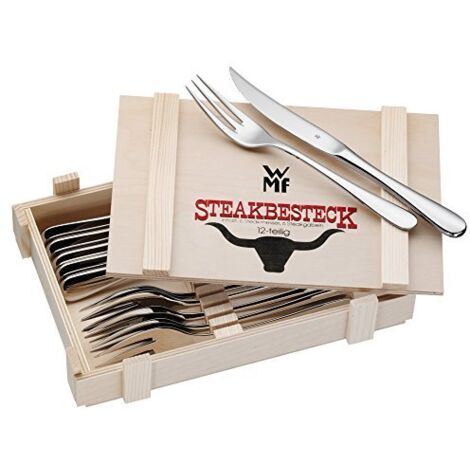 WMF Ranch set posate 6 persone in Acciaio Inox 18/10 Cromargan, 12 pezzi, Servizio Posate con 6 Forchette, 6 Coltelli da carne