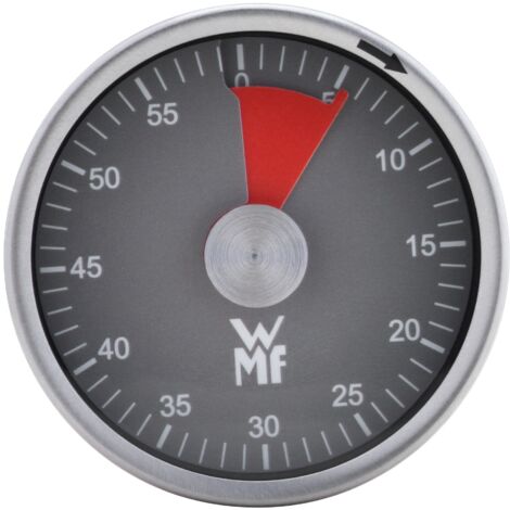 WMF - Timer magnetico a breve termine in acciaio inox Cromargan con 60 minuti e indicatore del tempo residuo, allarme acustico