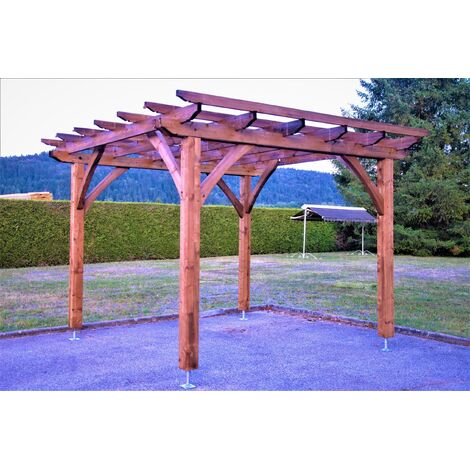 WMU – Pergola en bois 3 x 3 mètres – Fabrication française – Bois durable issu de forêts gérées – Design optimisé pour résistance