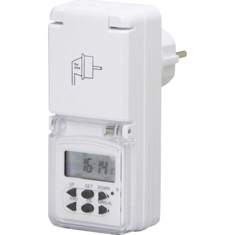 Wochenzeitschaltuhr mini 1.800 W mit Schutzabdeckung digital, weiß, IP44 Zeitschaltuhren