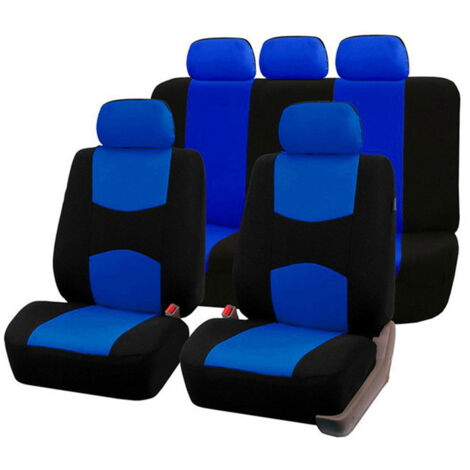 WODHMIEY Fundas Asientos Coche universales de 5 plazas, Apta Para Fundas Asientos Coche universales Delanteros y Traseros Con reposacabezas, Resistente al Dégaste et antideformation (Azul).
