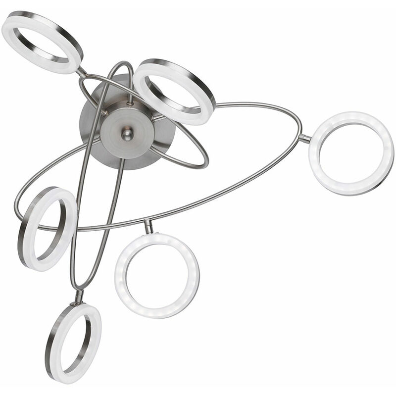Wofi - Plafonnier dimmable Plafonnier led salon avec spots mobiles, nickel mat, 6x 4,5W 6x 320lm blanc chaud, LxH 60 x 30 cm 9295.06.64.6100 Wofi - Plafonnier dimmable Plafonnier led salon avec spots mobiles, nickel mat, 6x 4,5W 6x 320lm blanc chaud, LxH 60 x 30 cm 9295.06.64.6100