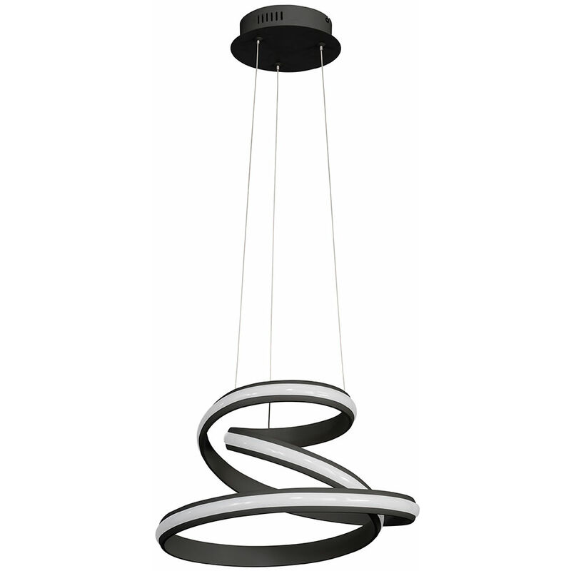 Image of Lampade Plafoniere soggiorno appeso tavolo da pranzo lampada moderna nera led sospensione dimmerabile, metallo curvato, 32W 2000Lm bianco caldo, DxH