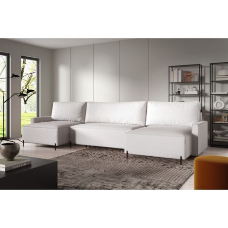 Wohnlandschaft mit Schlaffunktion BRAGA Sofa U-Form Stoff Now or Never Altweiß