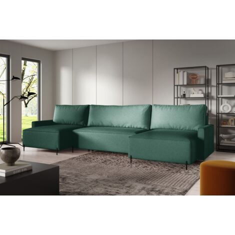 Wohnlandschaft mit Schlaffunktion BRAGA Sofa U-Form Stoff Now or Never Grün
