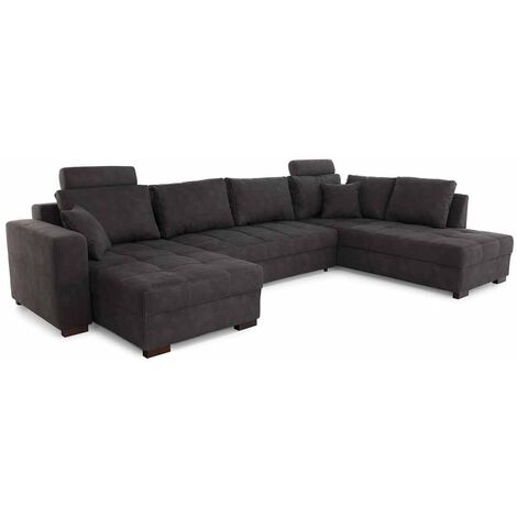 Wohnlandschaft mit Schlaffunktion grau 357 cm - ANTEGO - Die Möbelfundgrube