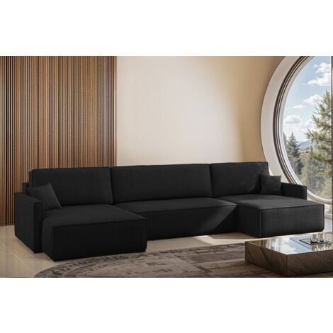 Wohnlandschaft mit Schlaffunktion Sofa LOUIS Stoff Scala Dunkelanthrazit