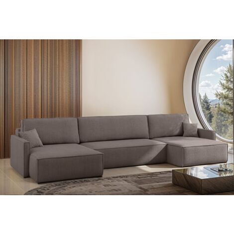 Wohnlandschaft mit Schlaffunktion Sofa LOUIS Stoff Scala Taupe