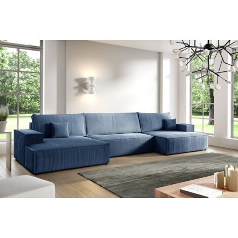 Wohnlandschaft Schlafsofa CORUNIA Stoff Poso Blau