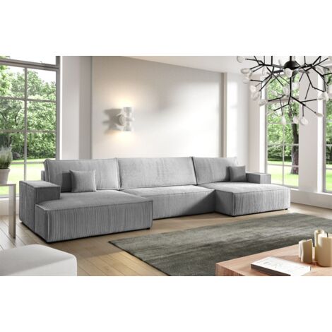 Wohnlandschaft Schlafsofa CORUNIA Stoff Poso Graublau