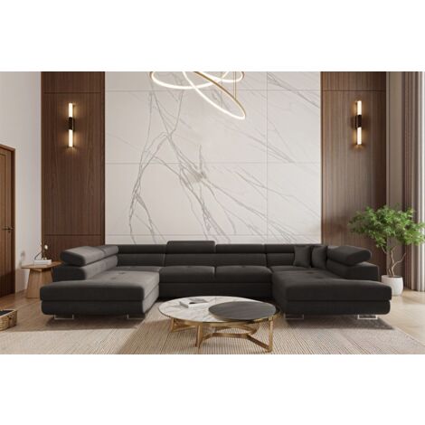 Wohnlandschaft Schlafsofa Sofa CARMELO in Stoff Nova Grafit