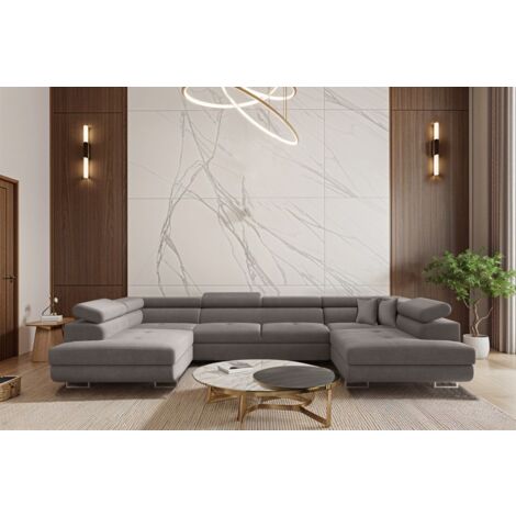 Wohnlandschaft Schlafsofa Sofa CARMELO in Stoff Nova Grau
