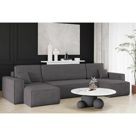 Wohnlandschaft Schlafsofa Sofa MARIS Stoff Poso Anthrazit