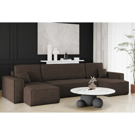 Wohnlandschaft Schlafsofa Sofa MARIS Stoff Poso Braun