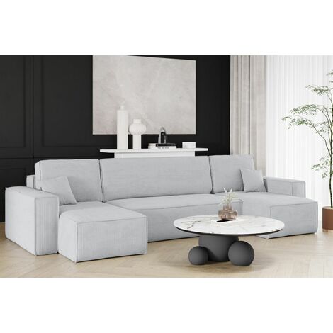 Wohnlandschaft Schlafsofa Sofa MARIS Stoff Poso Hellgrau