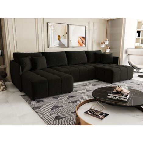 Wohnlandschaft Schlafsofa Sofa TREVISO Stoff Monolith Dunkelgrau
