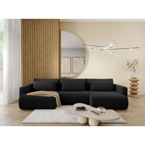 Wohnlandschaft Sofa mit Schlaffunktion CHAIRA Stoff Curio Schwarz