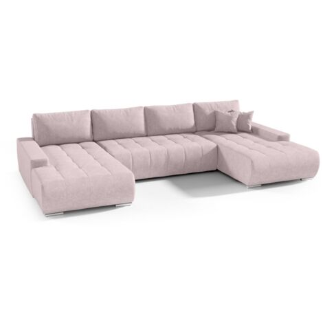 Wohnlandschaft Sofa mit Schlaffunktion VOGAR Stoff Aston Blush
