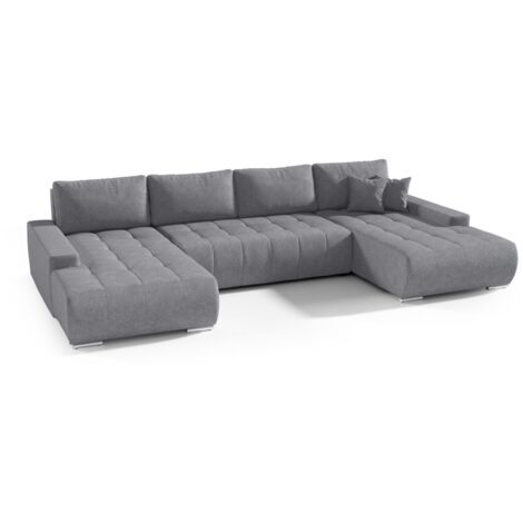 Wohnlandschaft Sofa mit Schlaffunktion VOGAR Stoff Aston Dunkelgrau