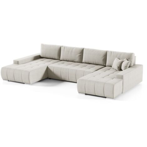 Wohnlandschaft Sofa mit Schlaffunktion VOGAR Stoff Aulla Beige