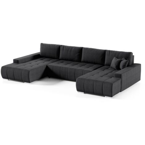 Wohnlandschaft Sofa mit Schlaffunktion VOGAR Stoff Aulla Grafit