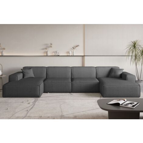Wohnlandschaft Sofa U-Form CELES PREMIUM in Stoff Scala Anthrazit