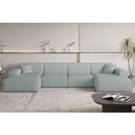 Wohnlandschaft Sofa U-Form CELES PREMIUM in Stoff Scala Saphirblau