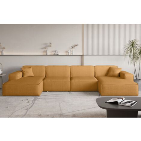 Wohnlandschaft Sofa U-Form CELES PREMIUM in Stoff Scala Senfgelb
