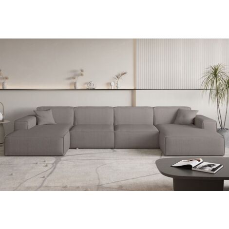 Wohnlandschaft Sofa U-Form CELES PREMIUM in Stoff Scala Taupe
