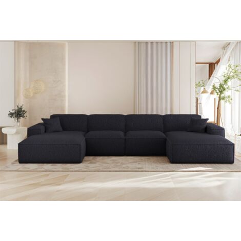 Wohnlandschaft Sofa U-Form CELES PREMIUM in Stoff Sven Dunkelblau