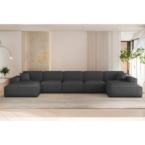 Wohnlandschaft Sofa U-Form CELES PREMIUM XL in Stoff Artico Anthrazit