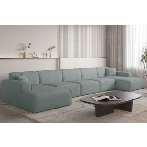 Wohnlandschaft Sofa U-Form CELES PREMIUM XL in Stoff Scala Saphirblau