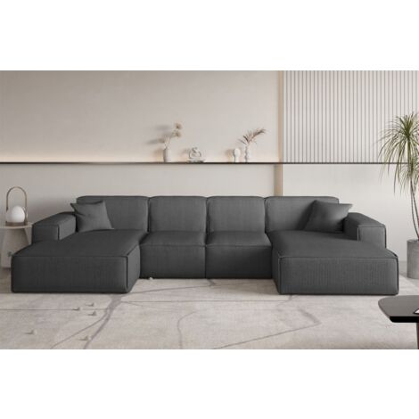 Wohnlandschaft Sofa U-Form CELES PREMIUM XS in Stoff Scala Anthrazit