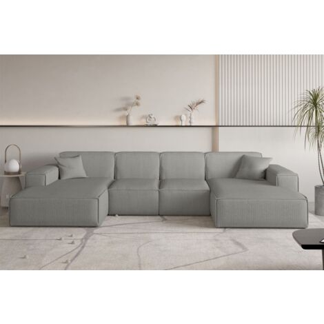 Wohnlandschaft Sofa U-Form CELES PREMIUM XS in Stoff Scala Grau