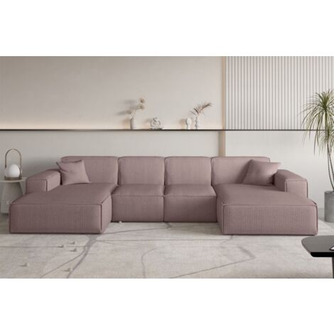 Wohnlandschaft Sofa U-Form CELES PREMIUM XS in Stoff Scala Lavendel