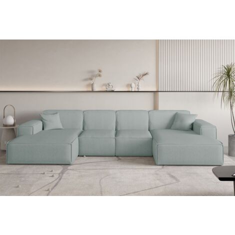 Wohnlandschaft Sofa U-Form CELES PREMIUM XS in Stoff Scala Saphirblau