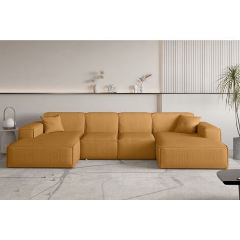 Wohnlandschaft Sofa U-Form CELES PREMIUM XS in Stoff Scala Senfgelb