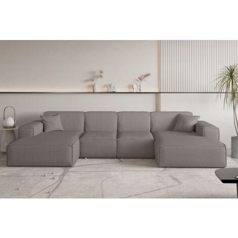 Wohnlandschaft Sofa U-Form CELES PREMIUM XS in Stoff Scala Taupe