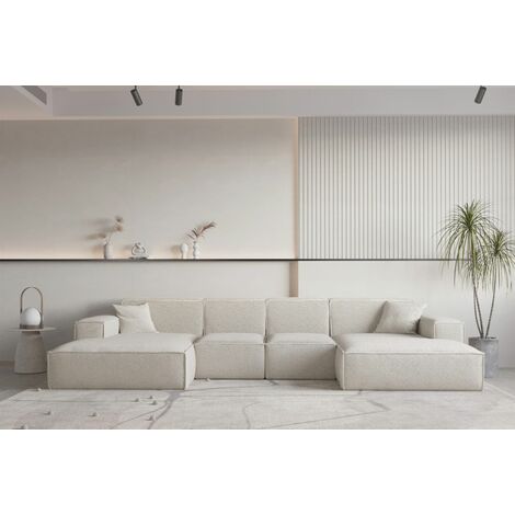 Wohnlandschaft U-Form CELES PREMIUM XS in Stoff Ascot Bukla Beige