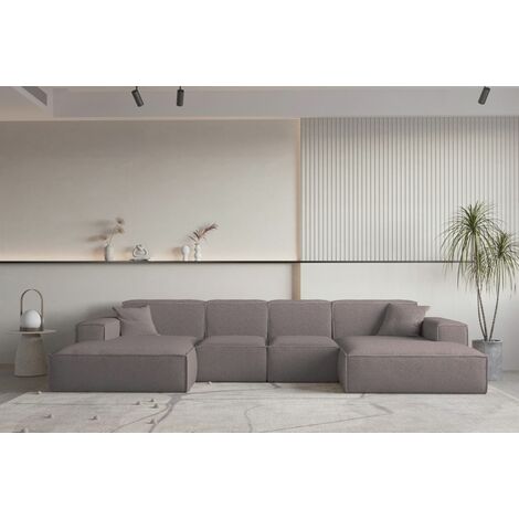 Wohnlandschaft U-Form CELES PREMIUM XS in Stoff Ascot Bukla Taupe