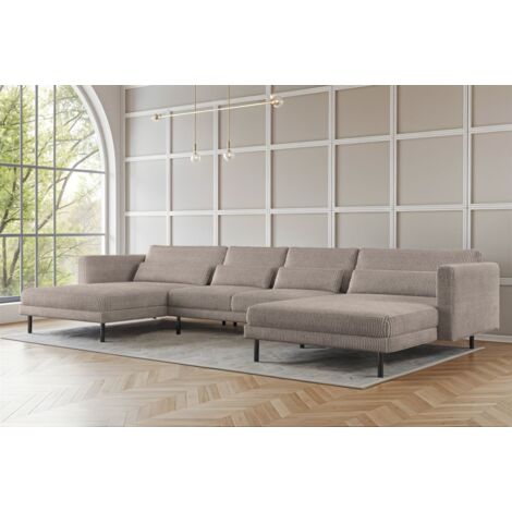 Wohnlandschaft U-Form Sofa AGADA in Stoff Poso Beige