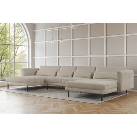 Wohnlandschaft U-Form Sofa AGADA in Stoff Poso Creme