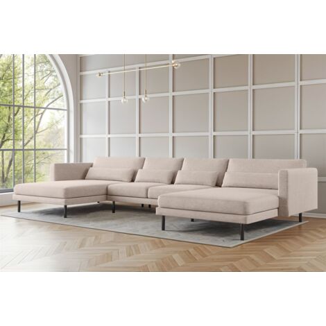 Wohnlandschaft U-Form Sofa AGADA in Stoff Verita Beige