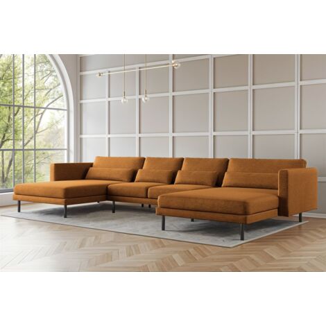 Wohnlandschaft U-Form Sofa AGADA in Stoff Verita Rostbraun