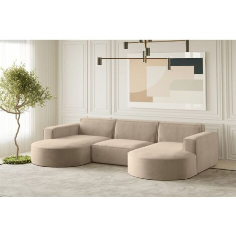 Wohnlandschaft U-Form Sofa PALMA in Stoff Noel Beige