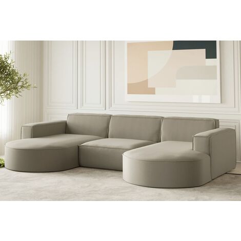 Wohnlandschaft U-Form Sofa PALMA in Stoff Opera Velvet Pearl