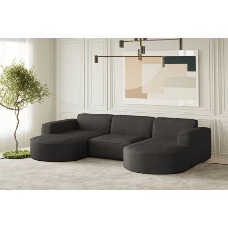 Wohnlandschaft U-Form Sofa PALMA in Stoff Scala Anthrazit