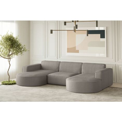 Wohnlandschaft U-Form Sofa PALMA in Stoff Scala Grau