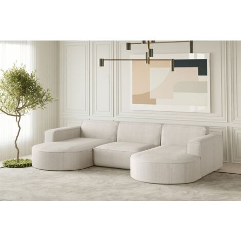 Wohnlandschaft U-Form Sofa PALMA in Stoff Scala Sand